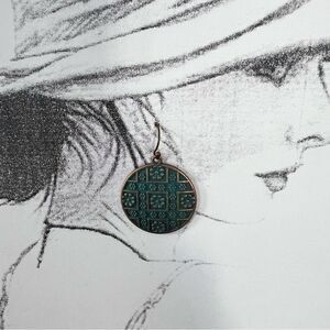 Brass Green Dangle Earrings